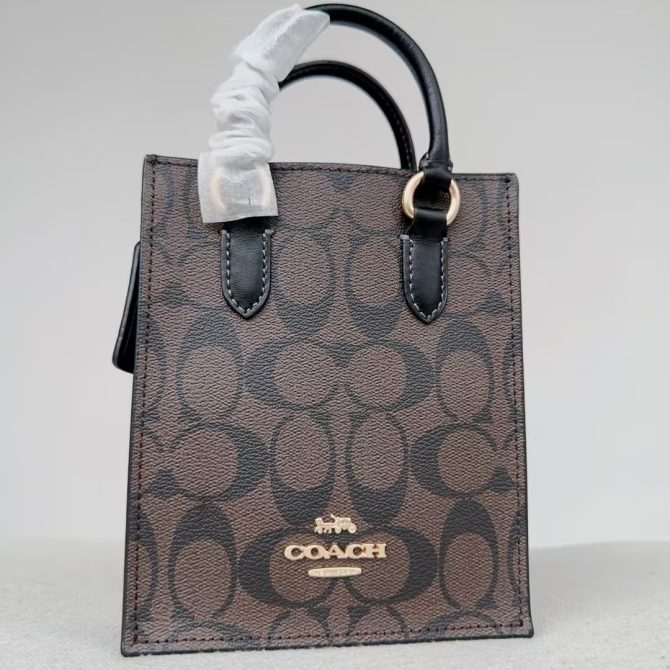 COACH Mini Tote piano score bag Dark brown