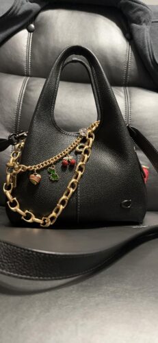 Coach Women's Polished Pebble Leather Lana Shoulder Bag 23 Black photo review