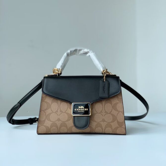 COACH outlet signature color block snake embossed Pepper satchel Shoulder bag